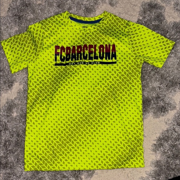 Big Boys Neon Yellow FC Barcelona Athletic T-Shirt - Picture 1 of 5